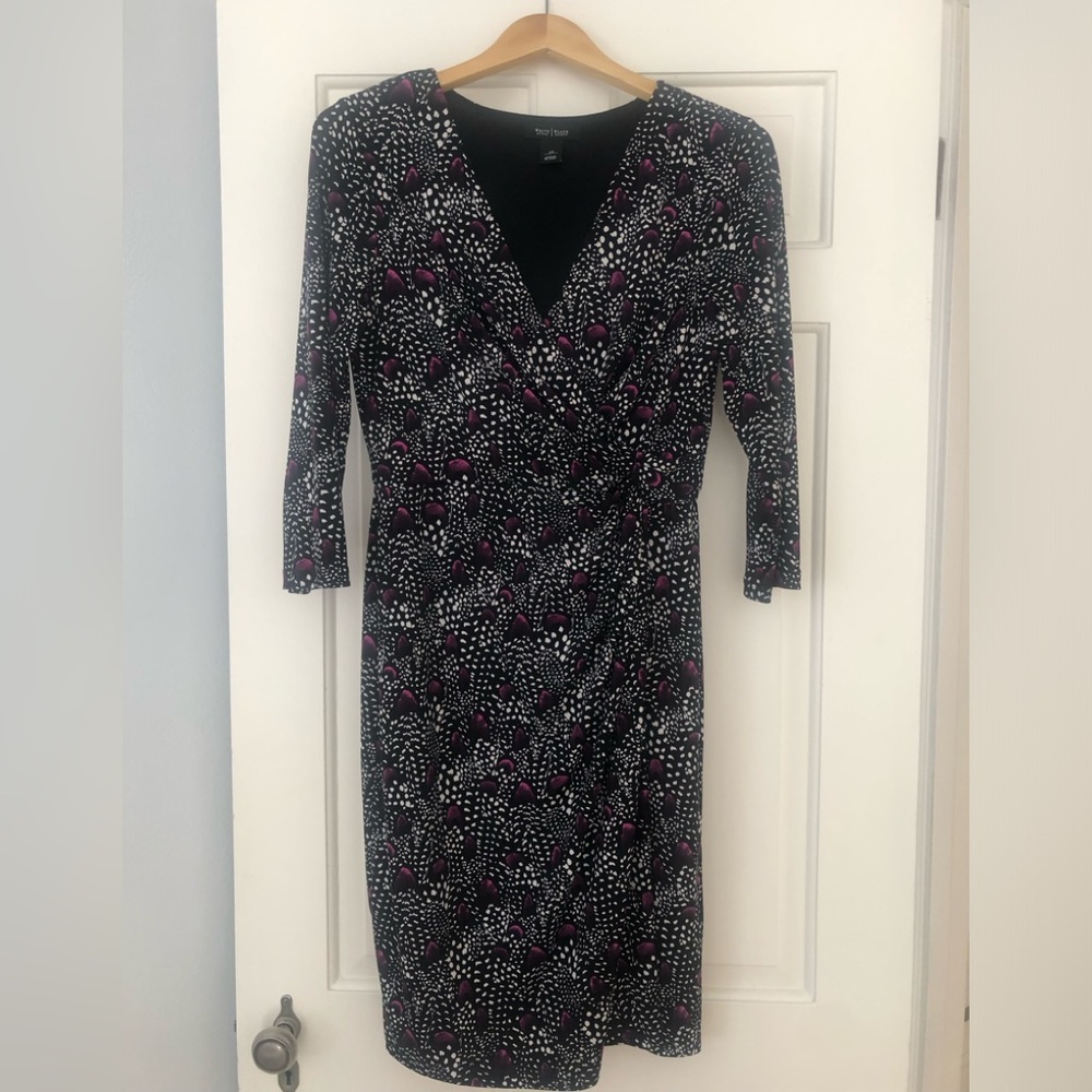 White House Black Market 3/4 Sleeve Stretch Faux Wrap Dress 12